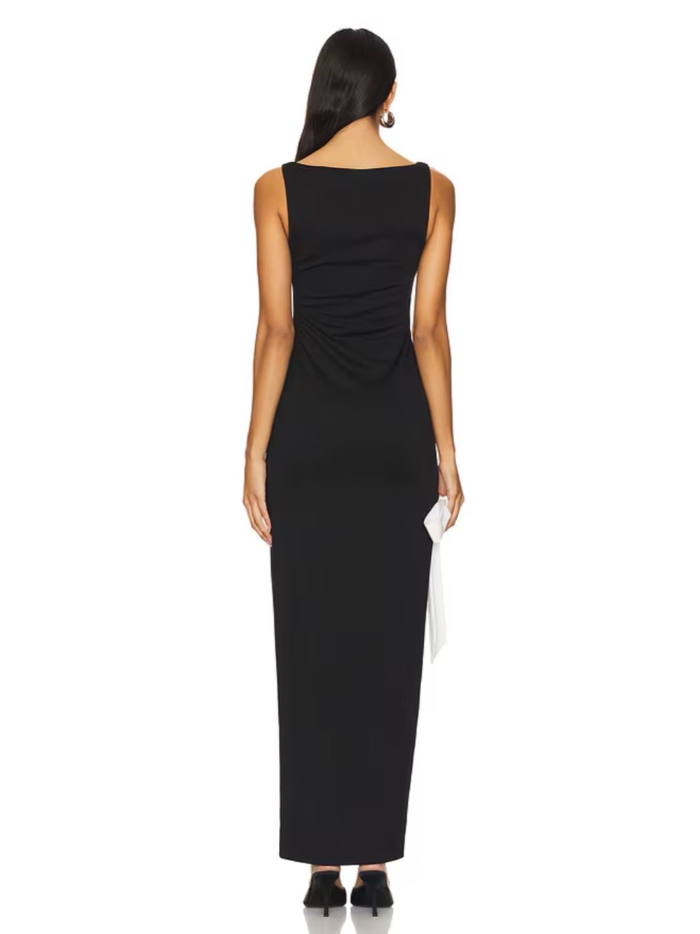 More To Come Revolve Riona Black Side Slit Bow Sleeveless Maxi Dress Medium NWT - Picture 3 of 11